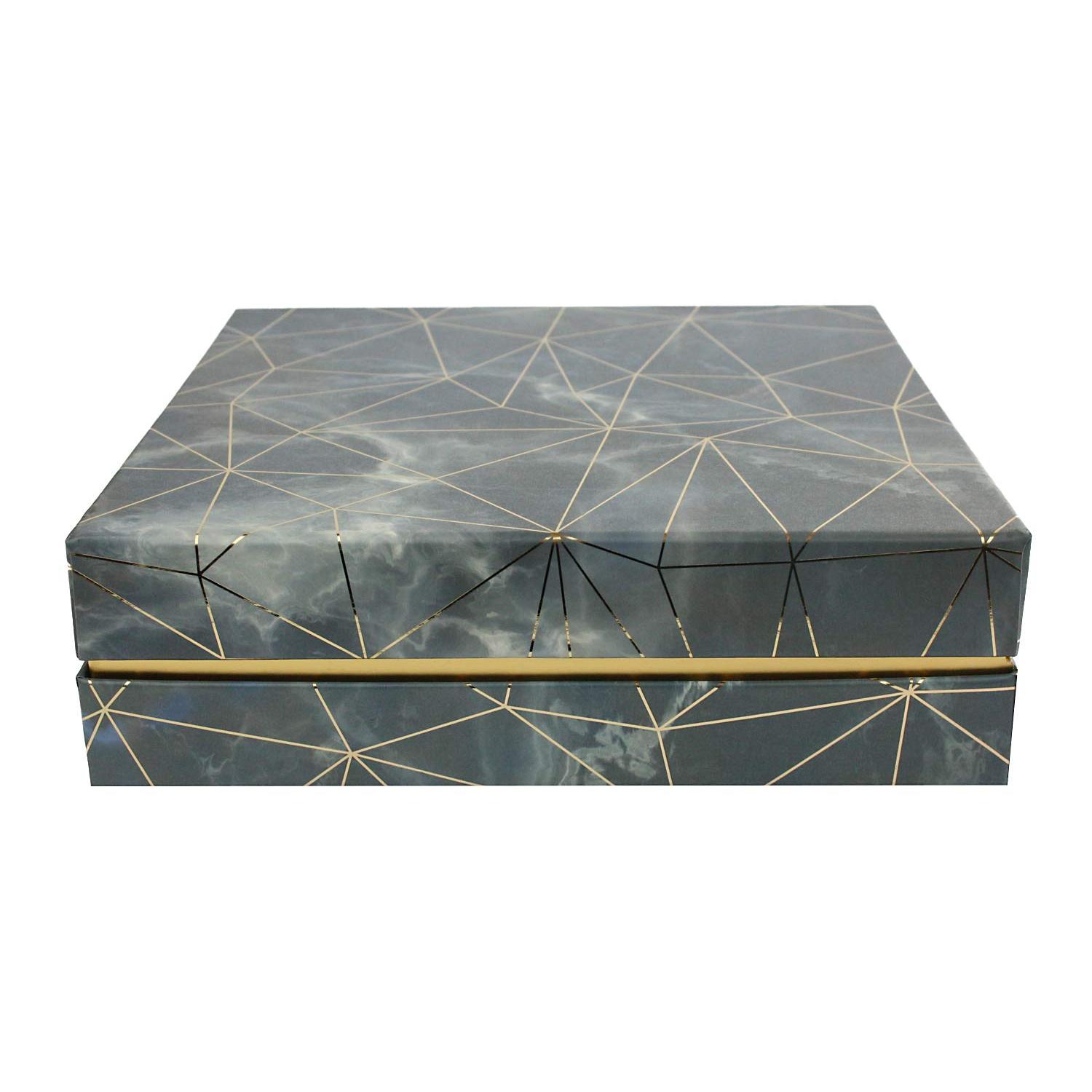 Rigid Square Gift Box with Marble Effect Design, Stylish Packaging